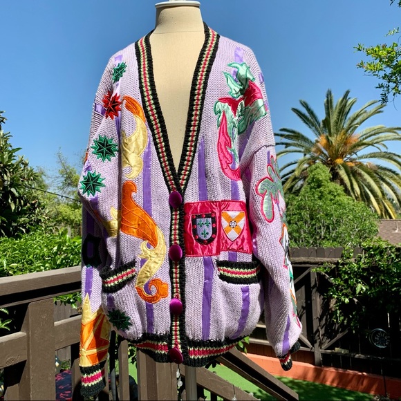 Absolutely No! Jeans Sweaters - Vintage ABSOLUTELY NO! JEANS 80’s Patch Cardigan